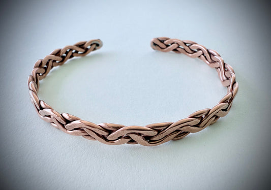 Braided 4 Strand Straight Copper Bracelet