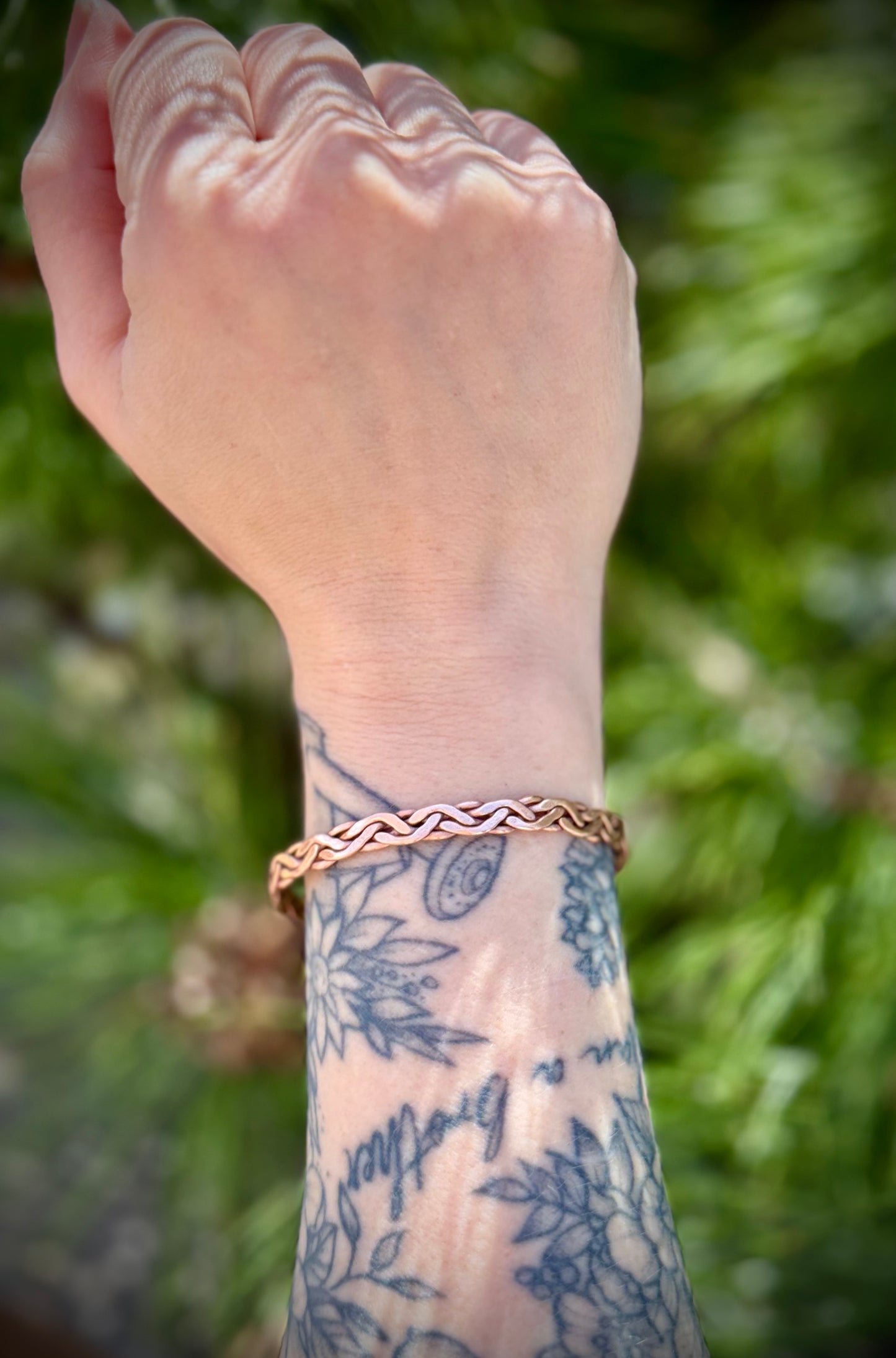 Braided 4 Strand Straight Copper Bracelet
