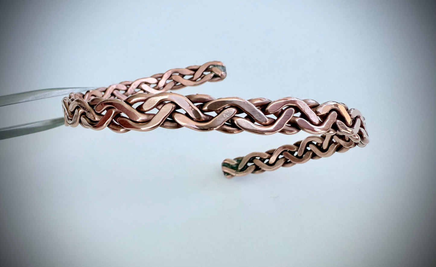 4 Strand Ofset Braided Copper Bracelet